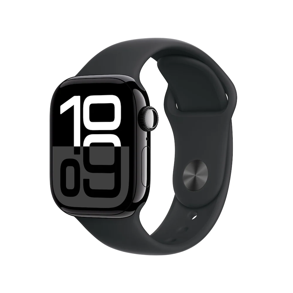 Apple Watch Series 10 42mm Jet Black Aluminium Case with Black Sport Band - Image 1