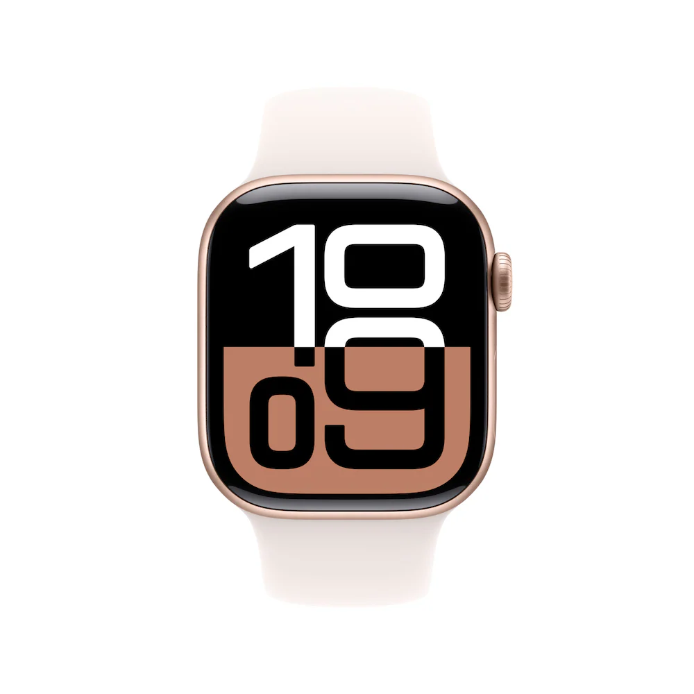 Apple Watch Series 10 46mm Rose Gold Aluminium Case with Light Blush Sport Band - Image 2