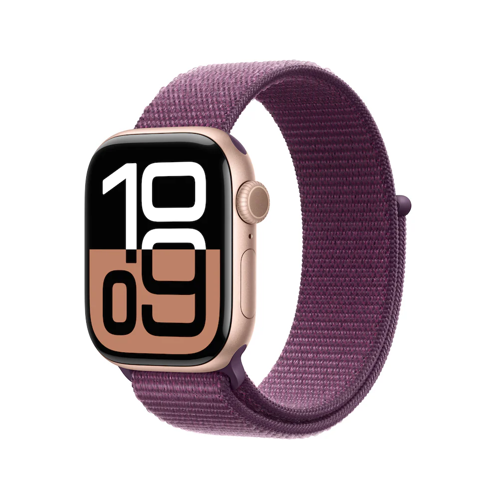Apple Watch Series 10 - 42mm Rose Gold Aluminium Case with Plum Sport Loop - Image 1