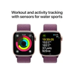 Apple Watch Series 10 - 42mm Rose Gold Aluminium Case with Plum Sport Loop - Image 4