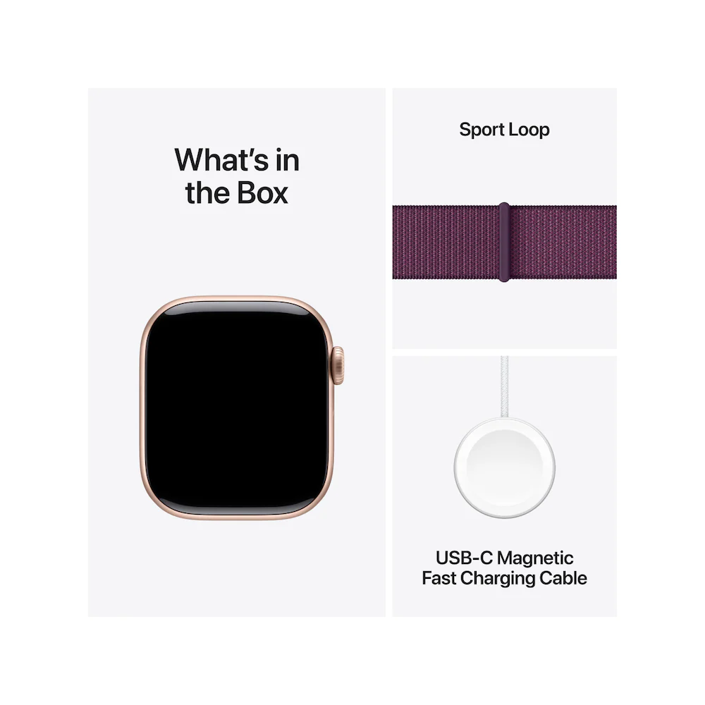 Apple Watch Series 10 - 42mm Rose Gold Aluminium Case with Plum Sport Loop - Image 7