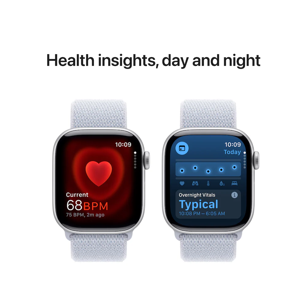 Apple Watch Series 10 42mm Silver Aluminium Case with Blue Cloud Sport Loop - Image 5