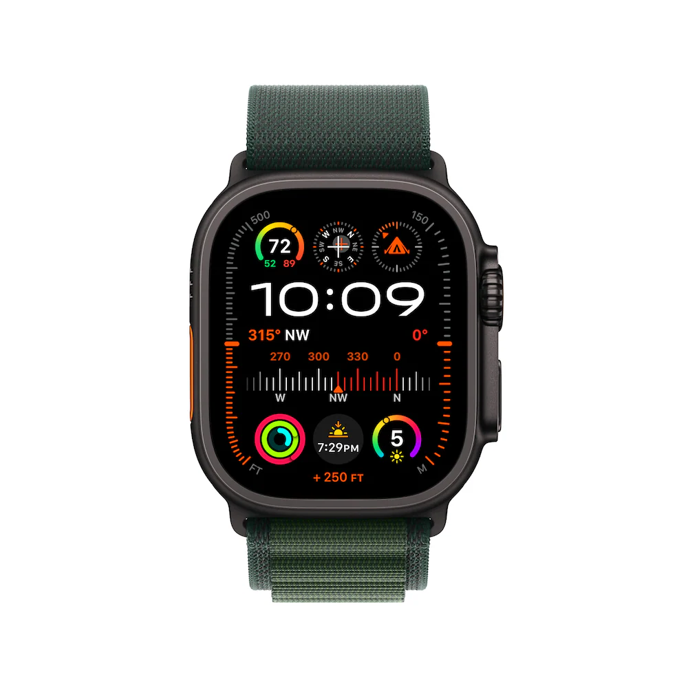 Apple Watch Ultra 2 Black Titanium Case With Dark Green Alpine Loop - Image 2