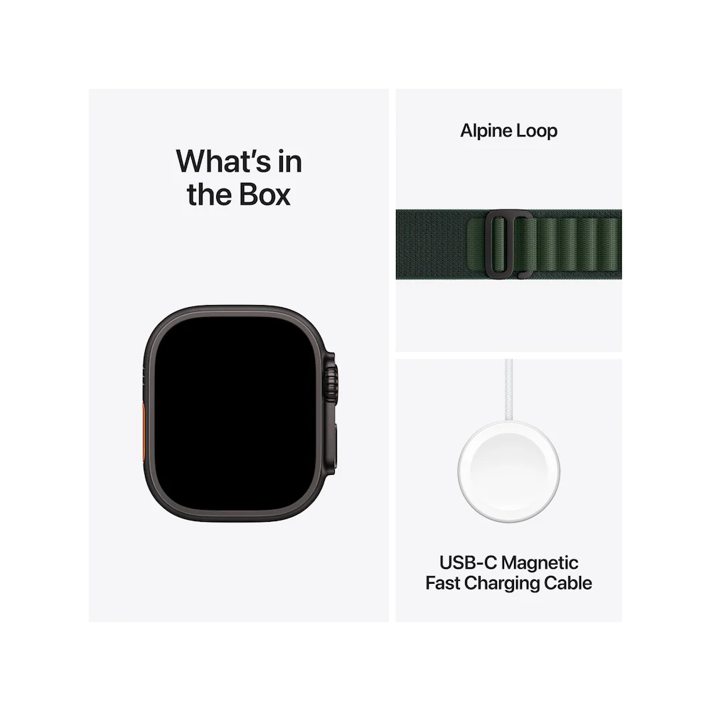 Apple Watch Ultra 2 Black Titanium Case With Dark Green Alpine Loop - Image 7