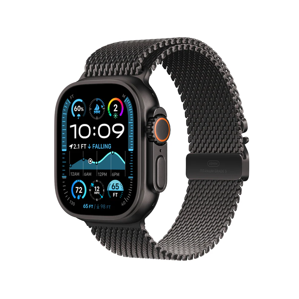 Apple Watch Ultra 2 Black Titanium Case with Black Milanese Loop - Image 1