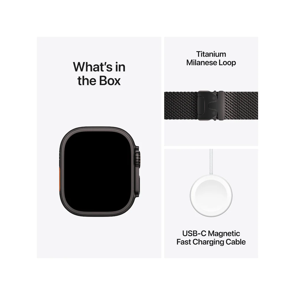 Apple Watch Ultra 2 Black Titanium Case with Black Milanese Loop - Image 7